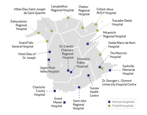 Map Of N B Hospitals New Brunswick Health Council   Hospitalmap En 